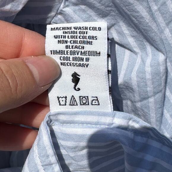 Marigot Amboise Short Pajama Set Sky Blue Striped Size Medium 100% Cotton Summer - Picture 7 of 13